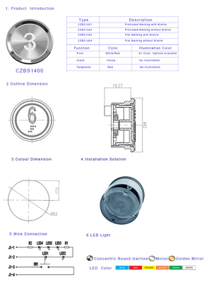 White Lift Control Elevator Push Buttons For Elevator COP LOP With Braille