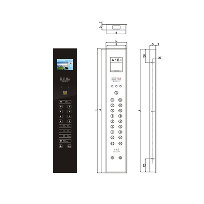 8 Inches Horizontal TFT Display Black Tempering Glass Elevator Cop Lop Hop Car Operation Panel Cop For Lift