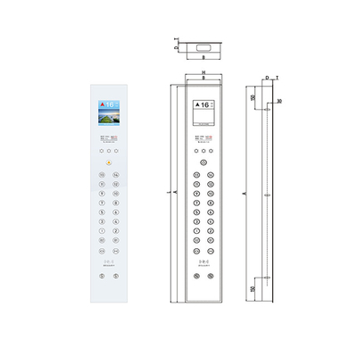 8 Inches Horizontal TFT Display Black Tempering Glass Elevator Cop Lop Hop Car Operation Panel Cop For Lift
